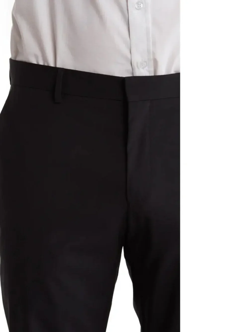 Hugo Boss Huge Genius Black Solid Two-Button Notch Lapel Wool Suit Size 36-R